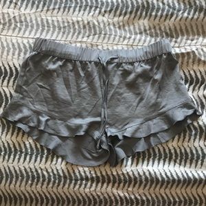 FREE PRESS Silver Satin Sleep Short w/ Ruffles